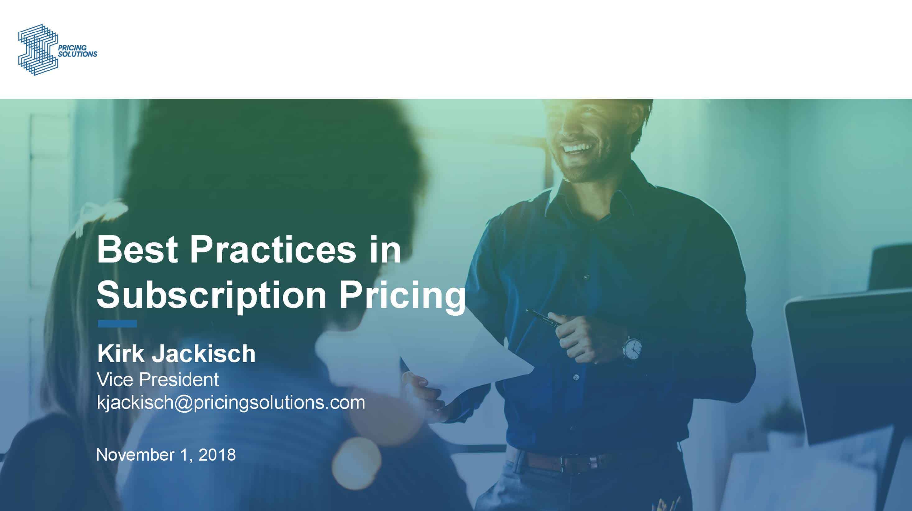 The Best Practices in Subscription Pricing webinar